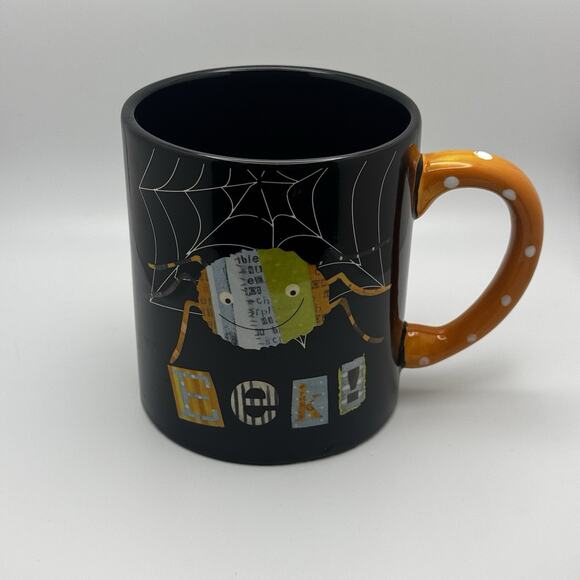 Halloween Coffee Mug Cracker Barrel Spider Web Moon "Eek" Wendy Bentley Spooky - Picture 1 of 13